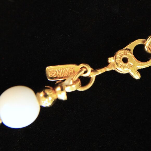Monet White and Gold Tone and White Beaded Necklace - Picture 3 of 6